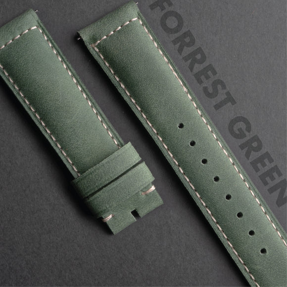 CS01.4 - CayCan&Co. Matt Forrest Green Crazy Horse Leather Strap 啞綠色真皮錶帶