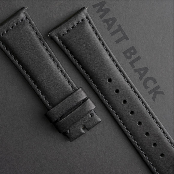 LS01.1 - CayCan&Co. Matt Black Leather Strap 啞黑色真皮錶帶